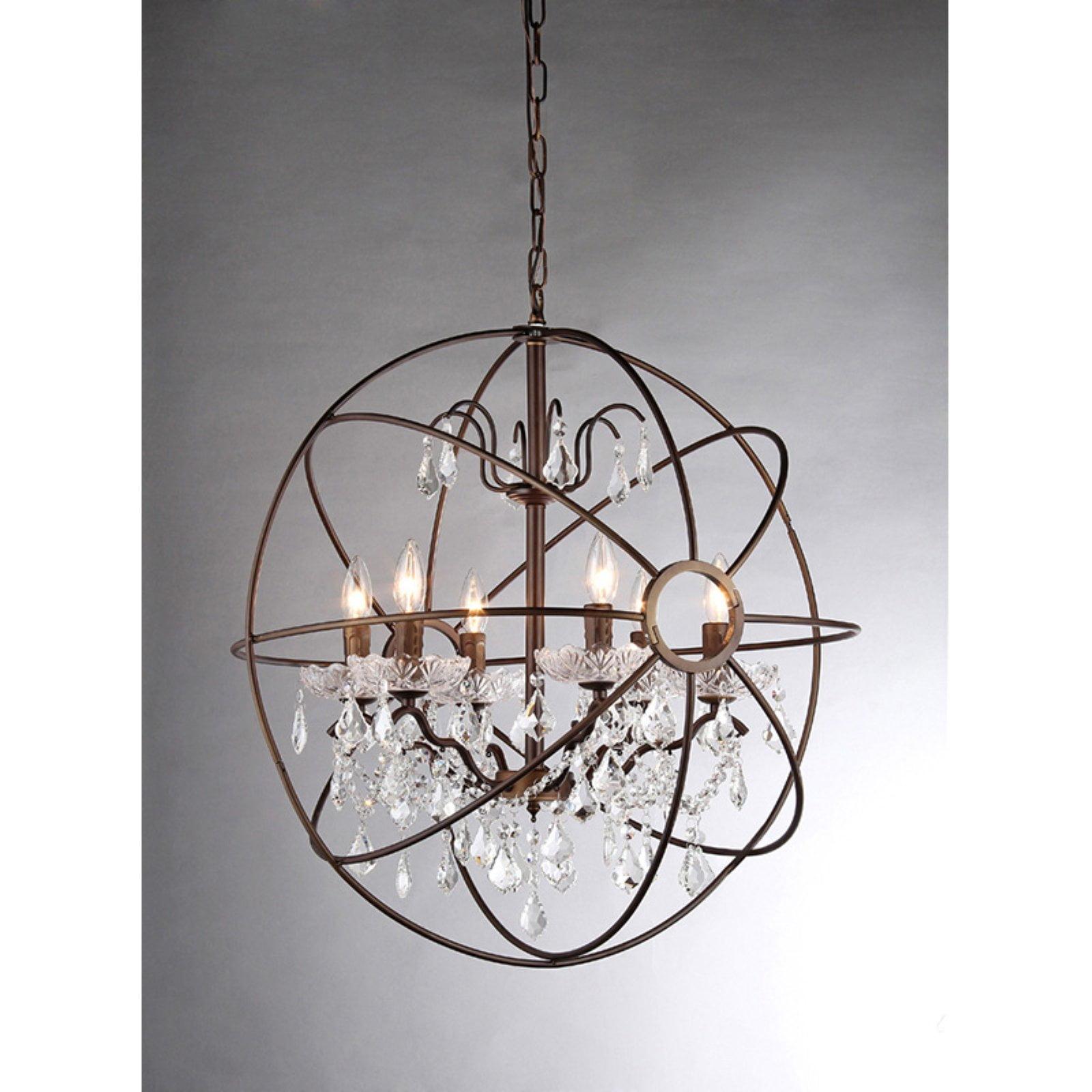 Edwards 17" Antique Bronze Crystal Candle Chandelier