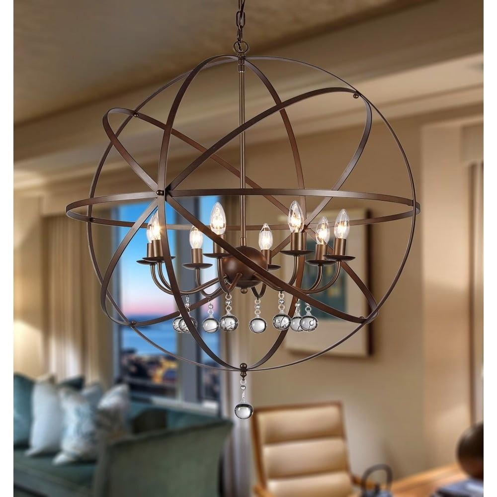 Aurelia 31'' Bronze Globe Chandelier with Crystal Accents