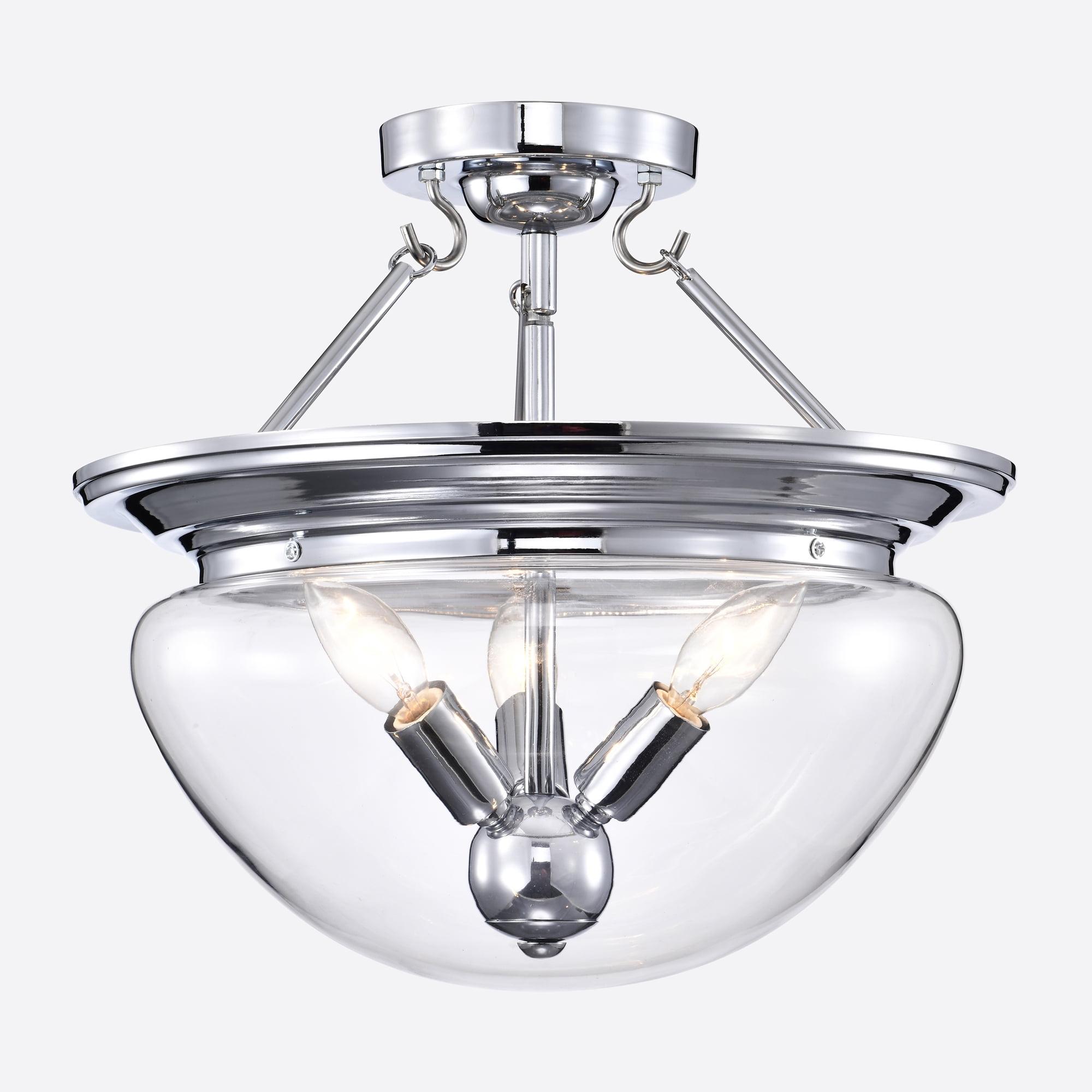 15" Chrome and Glass Bowl LED Semi-Flush Mount Light