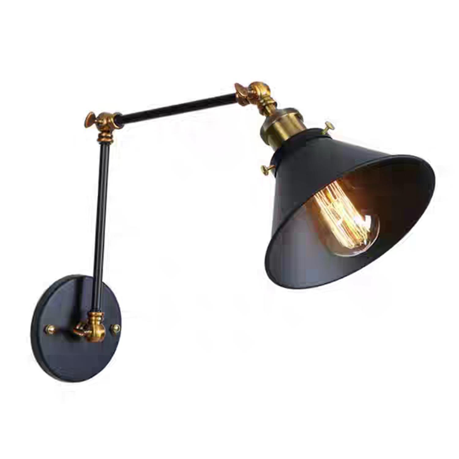 Warehouse of Tiffany Payne Matte Black & Antique Brass 1-Light Wall Sconce with Metal Cone Shade