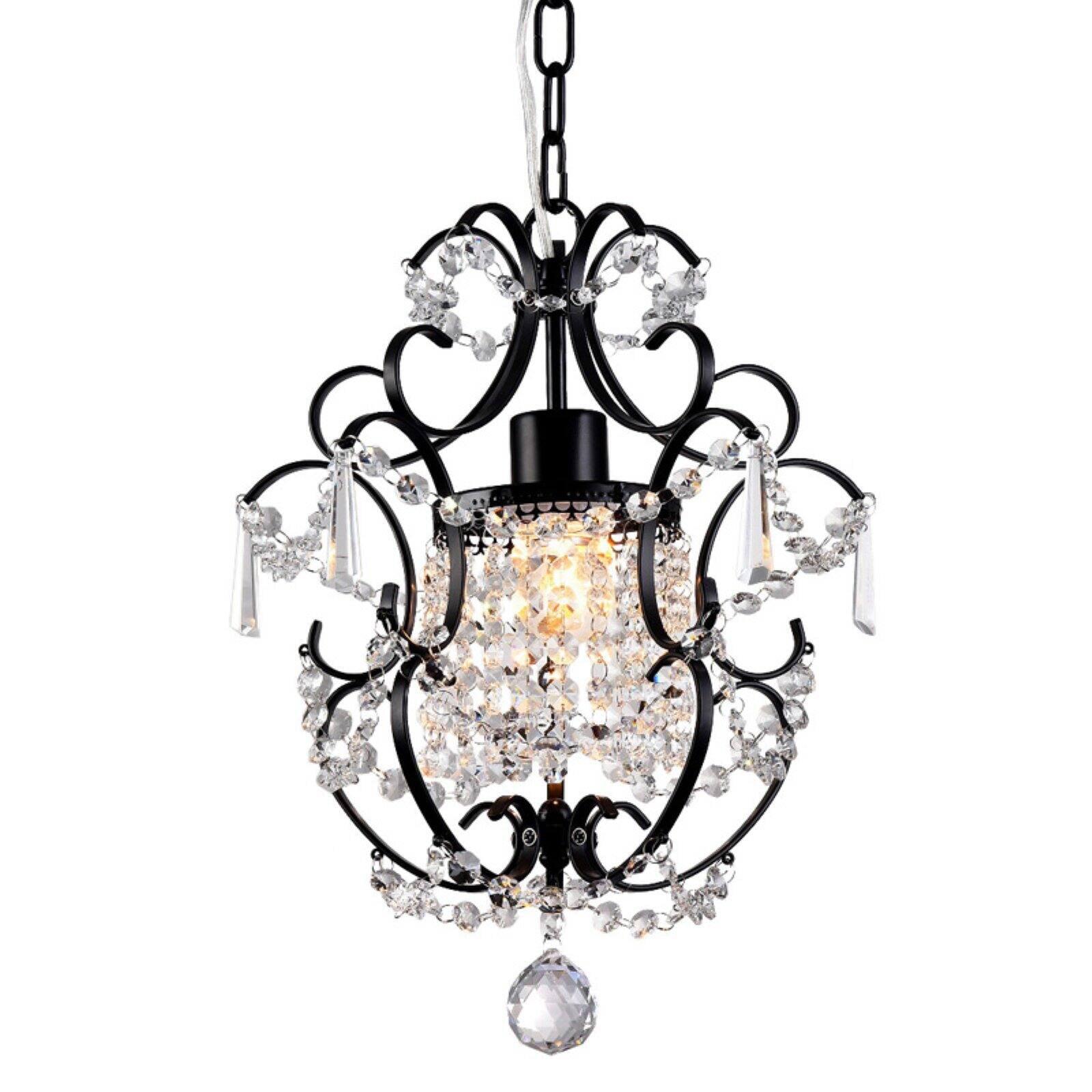 Elegant Noir 13'' Black Crystal Mini Chandelier