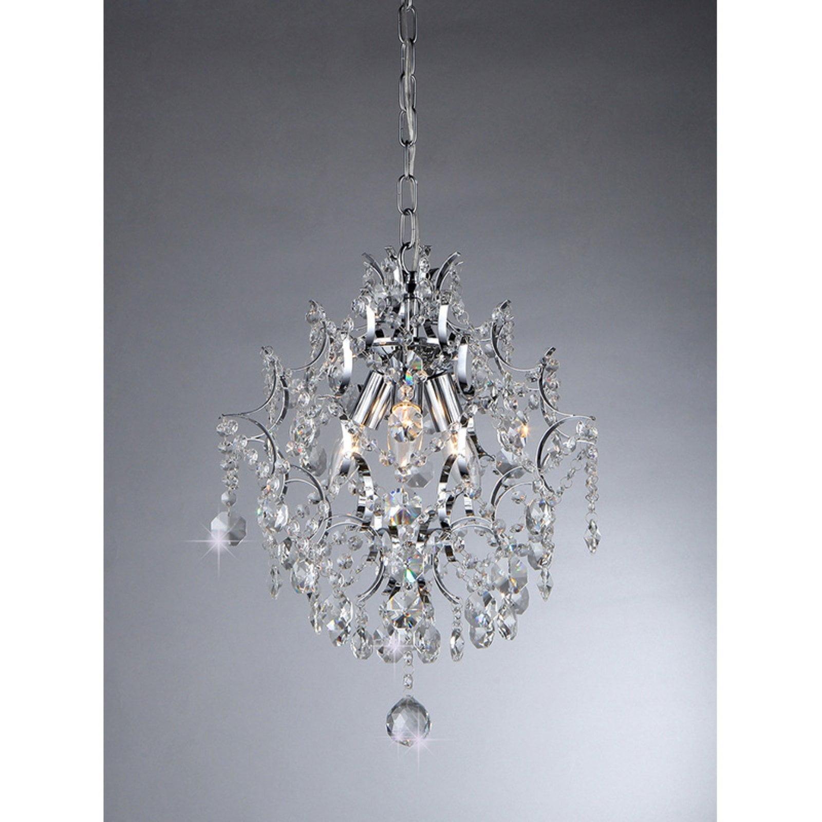 Polished Nickel 17" Crystal Pendant Light with Chrome Finish