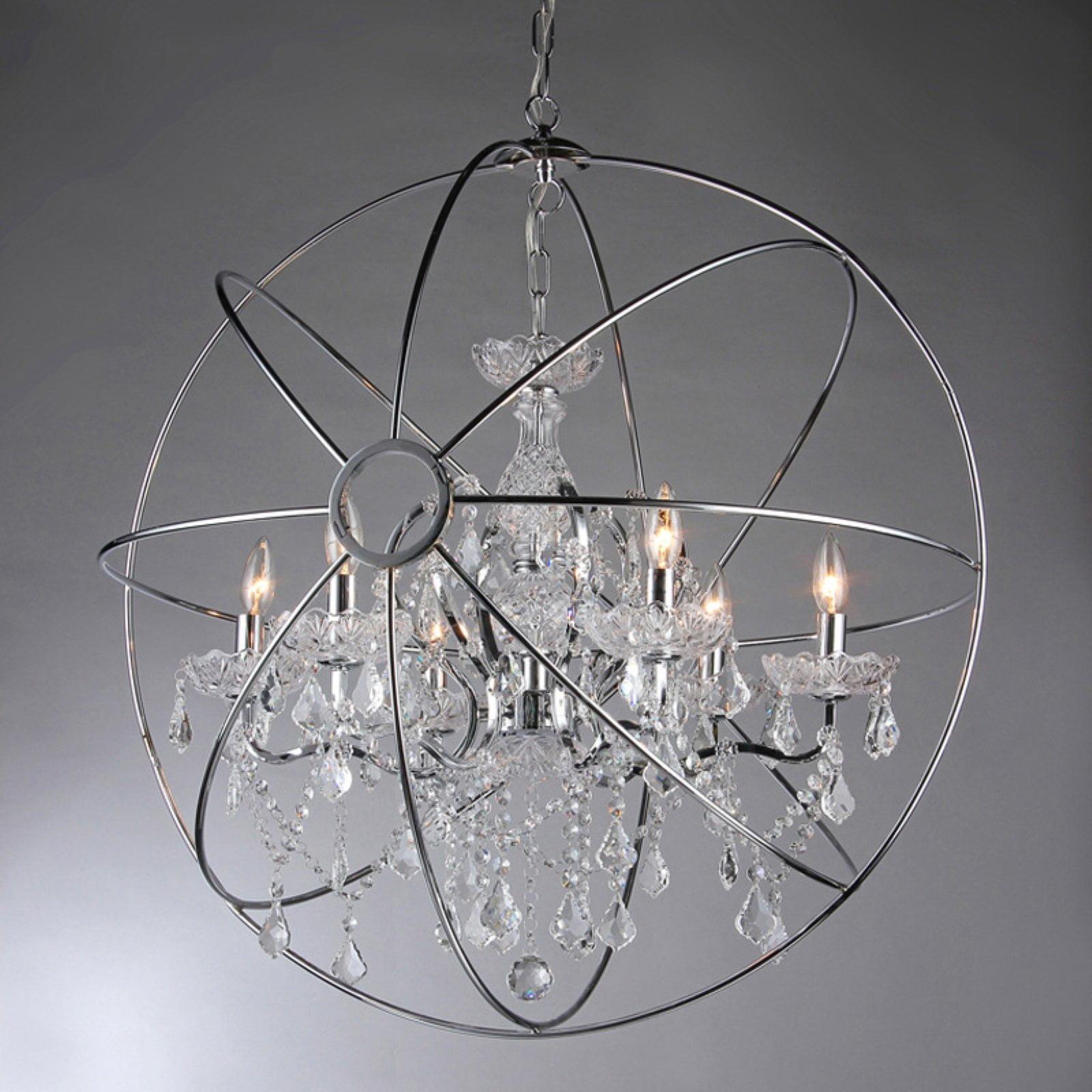 Elegant Chrome 27'' Crystal Reflections Contemporary Chandelier