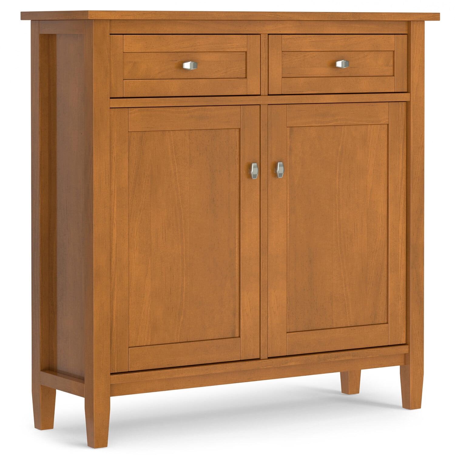 Warm Shaker SOLID WOOD 36" Wide Entryway Storage Cabinet in Light Golden Brown