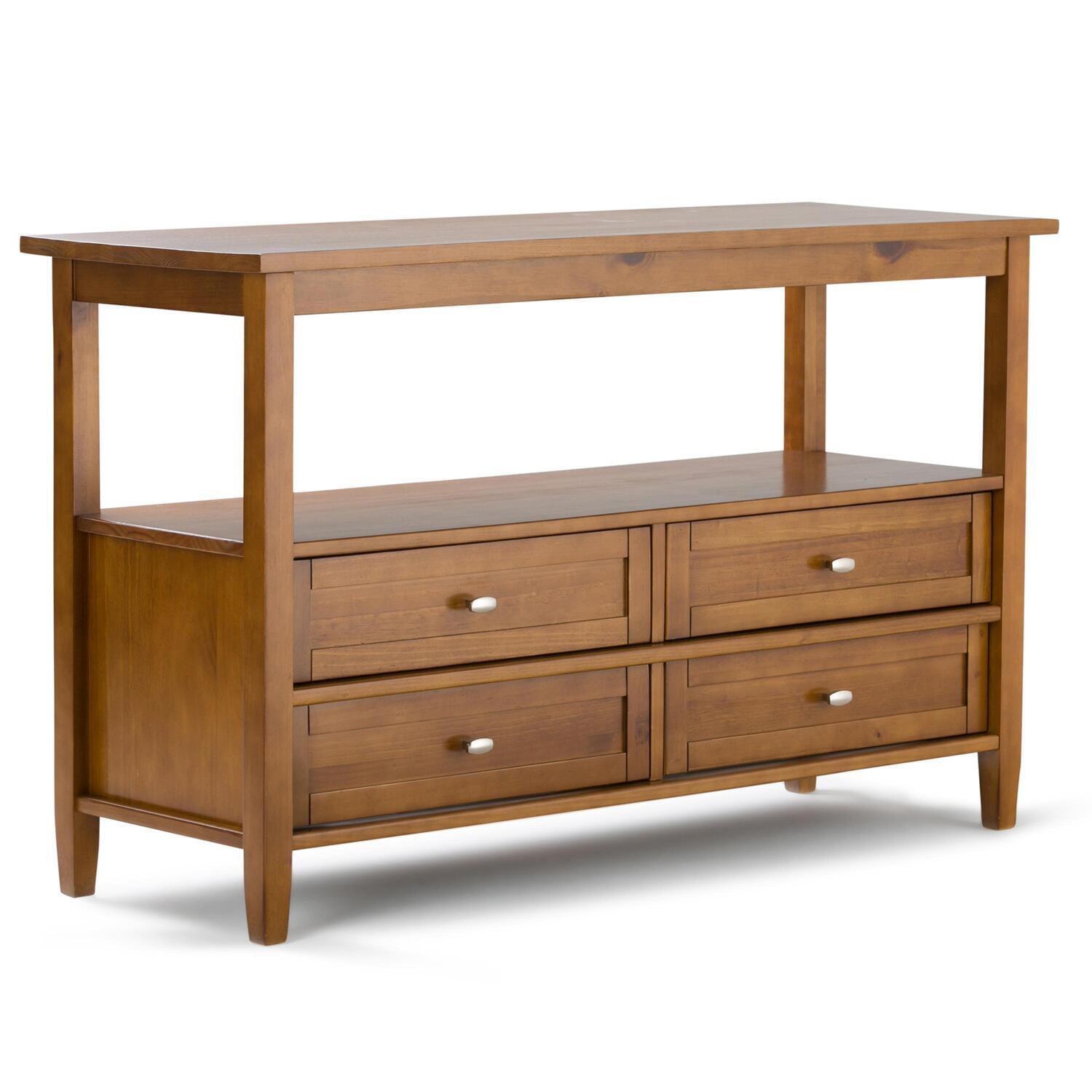 Transitional Light Golden Brown Solid Wood Console Table with Storage