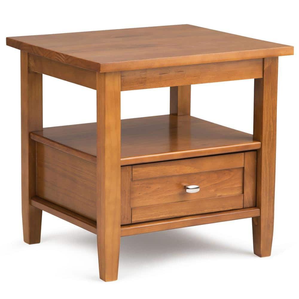 Warm Solid Wood End Table with Storage