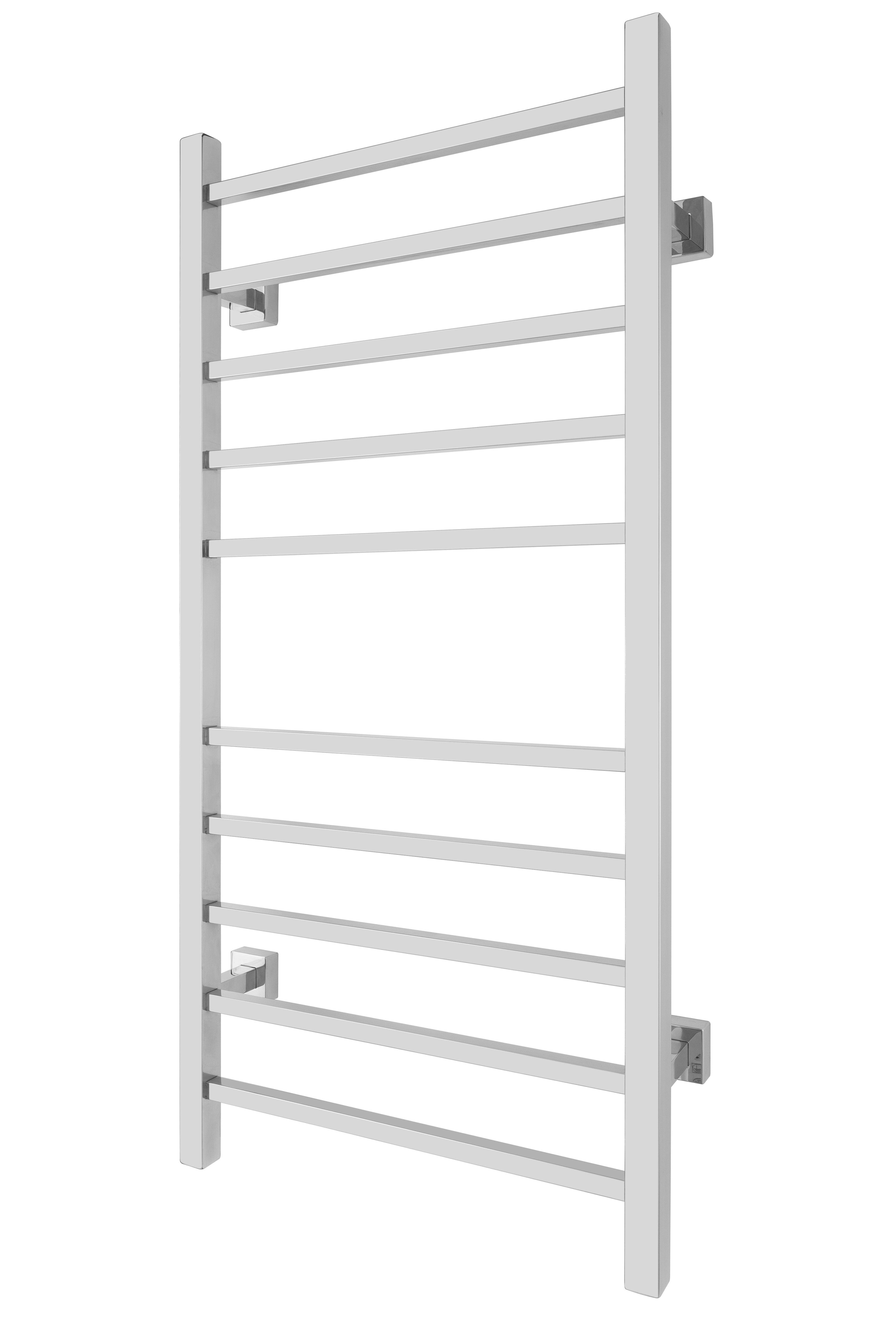 Polished Stainless Steel Wall-Mounted 10-Bar Towel Warmer