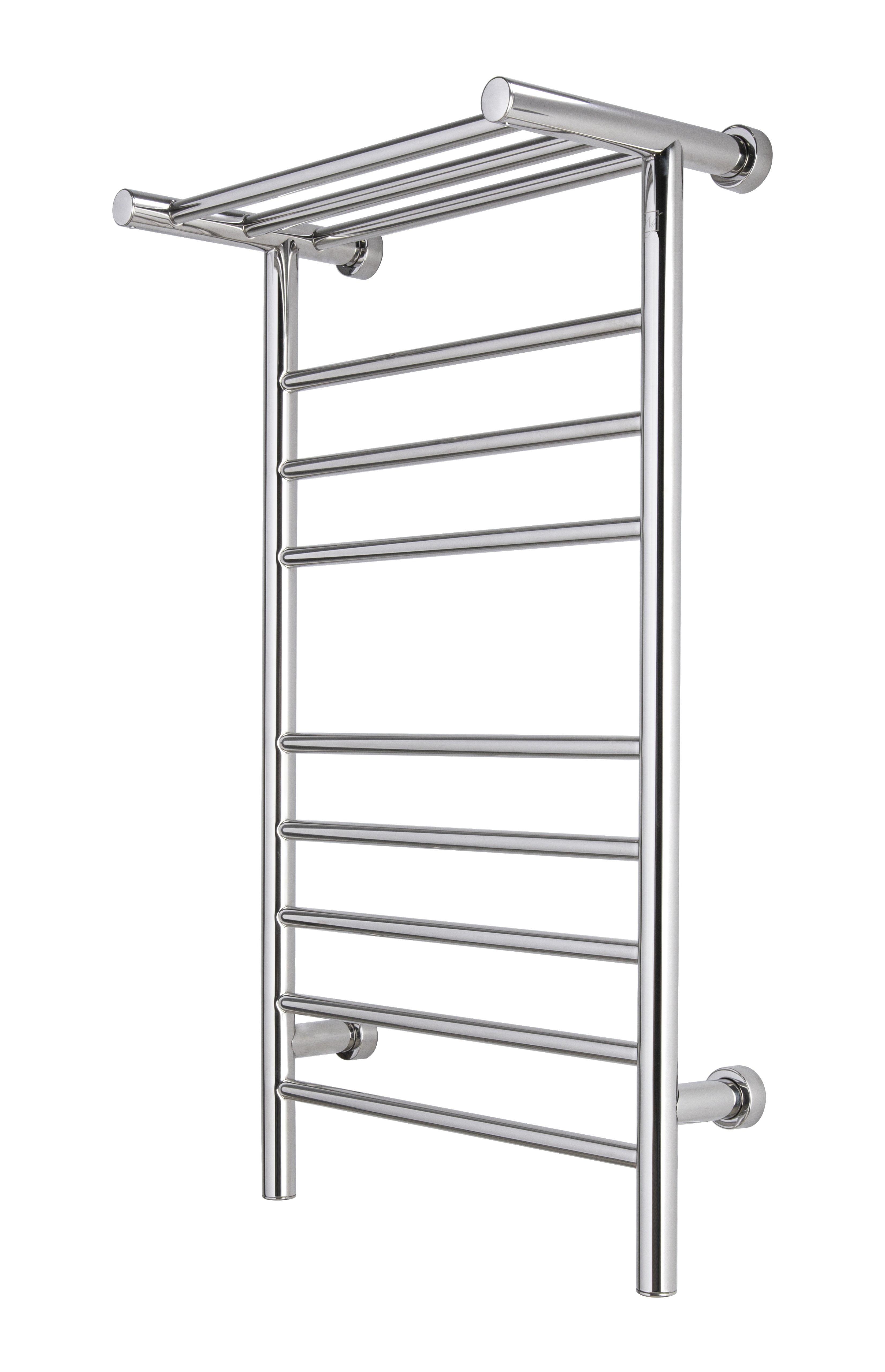 Summit Electric Wall-mounted Towel Warmer Series, 8 Bars, Dual Connection with Heated Shelf