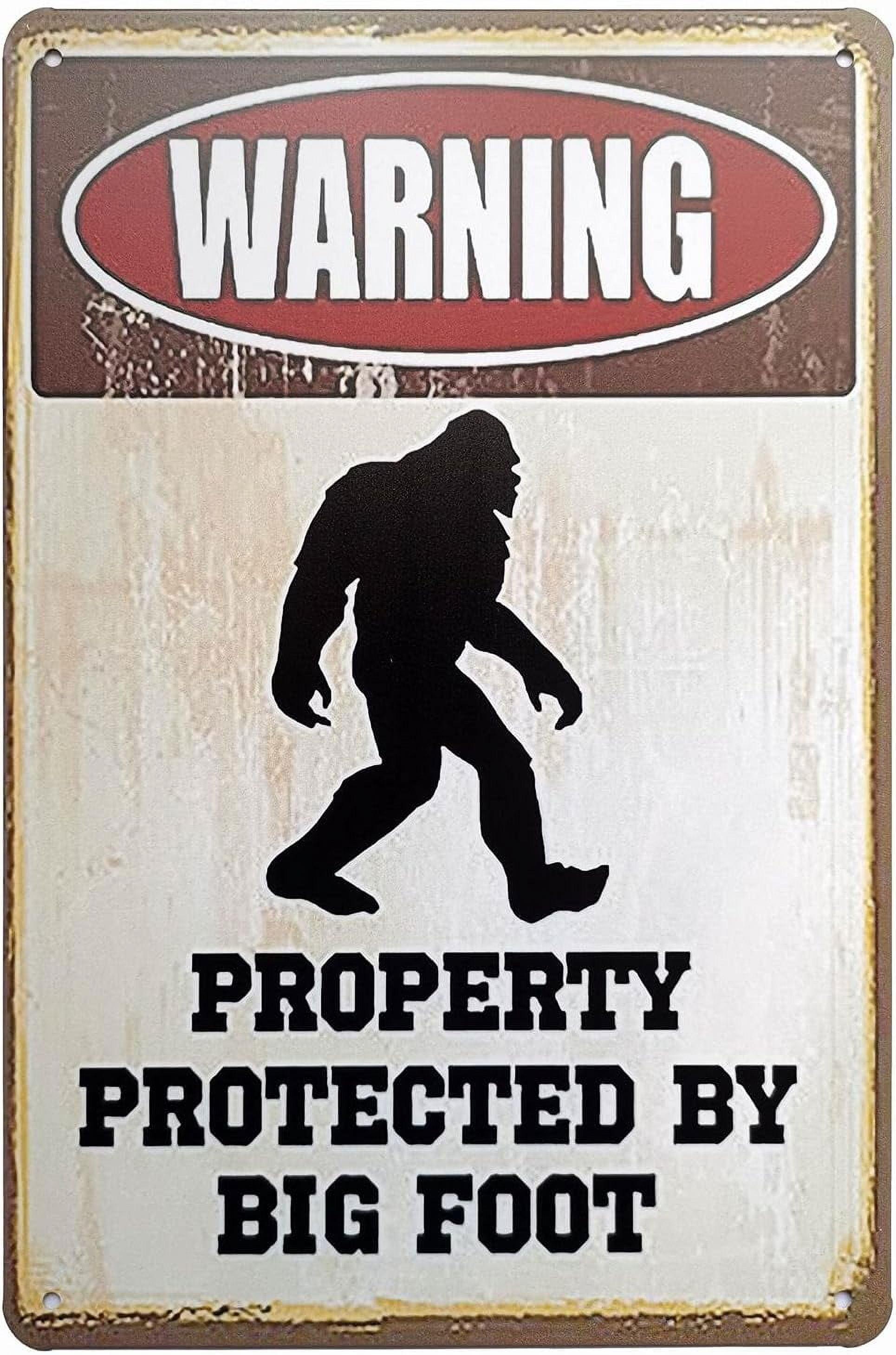 Warning This Room Is Protected By Big Foot Funny Metal Decor Gift Sign 12"x8" For Garage Man Cave Office Craft Room Living Room