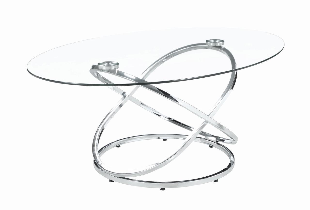 Ecliptic Chrome & Glass Oval Coffee Table Set