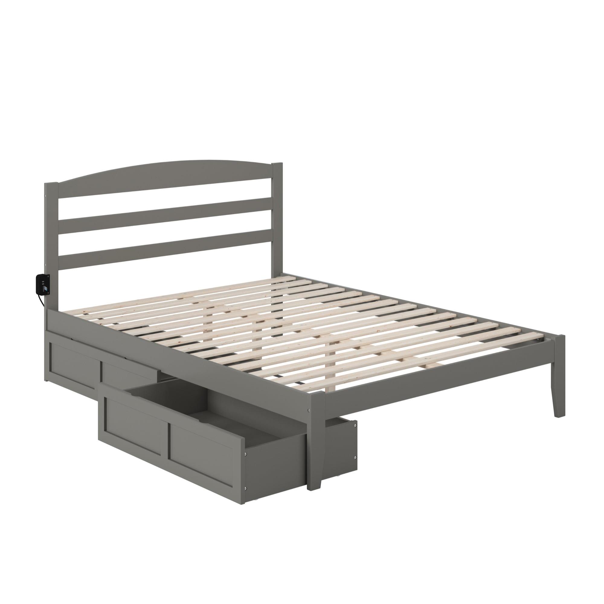 Warren Gray Queen Wood Platform Bed with Storage Drawers