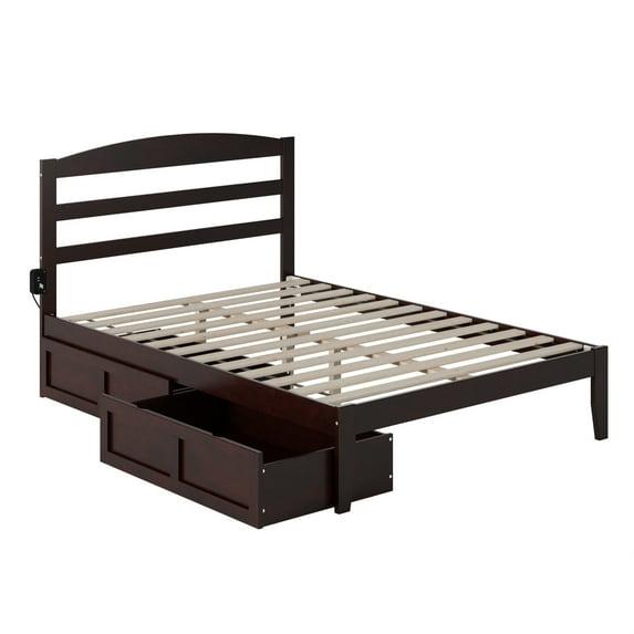 Warren, Solid Wood Platform Bed with Storage Drawers (Set of 2), Full, Espresso