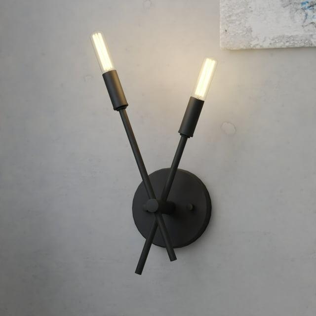 Warwick 2 Light Matte Black Contemporary Candelabra Wall Sconce