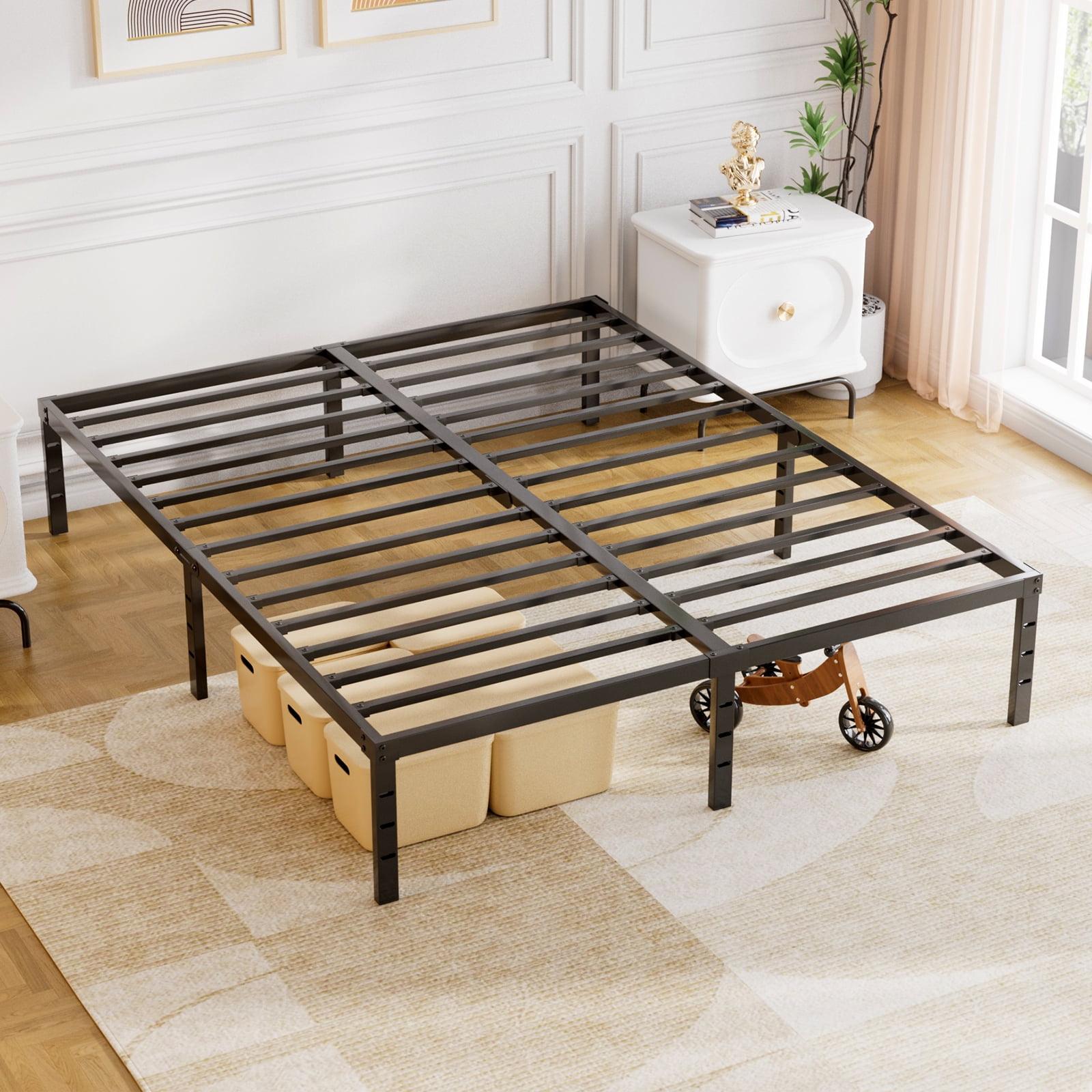 Whizmax 14 Inch Bed Frame with Storage,Metal Platform Bed Frame No Box Spring Needed Steel Slat Support, Black