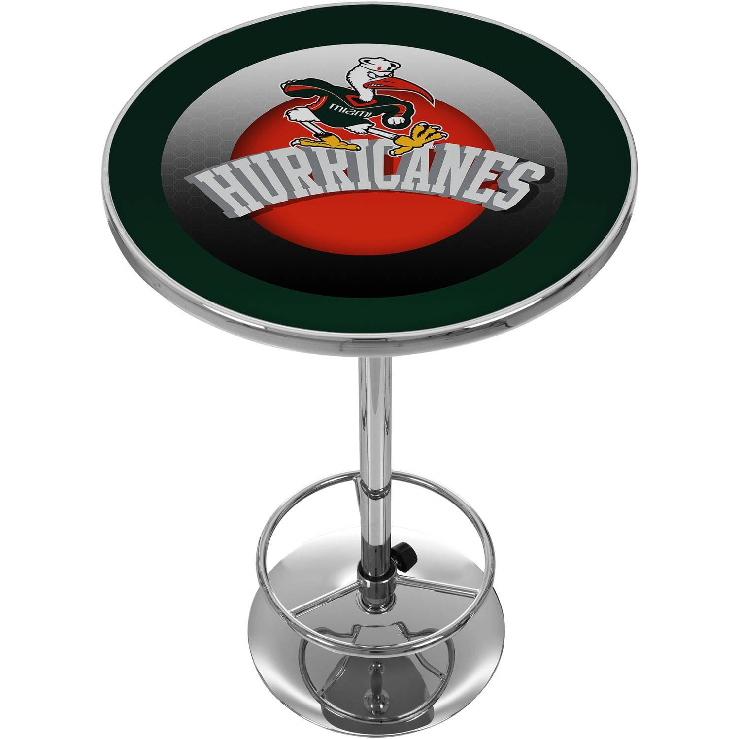 Miami Hurricanes Round Acrylic Top 42" Chrome Pub Table