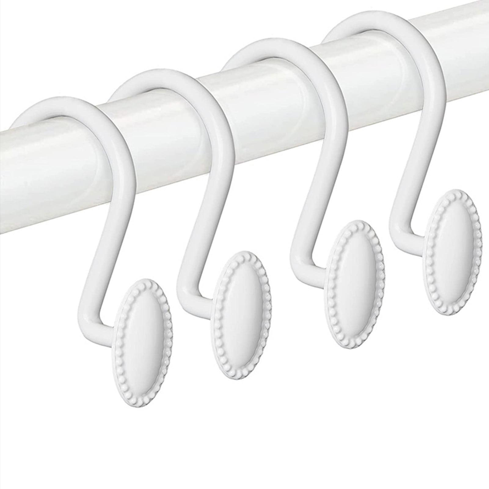 White Zinc Alloy S-Shaped Shower Curtain Hooks Set of 12