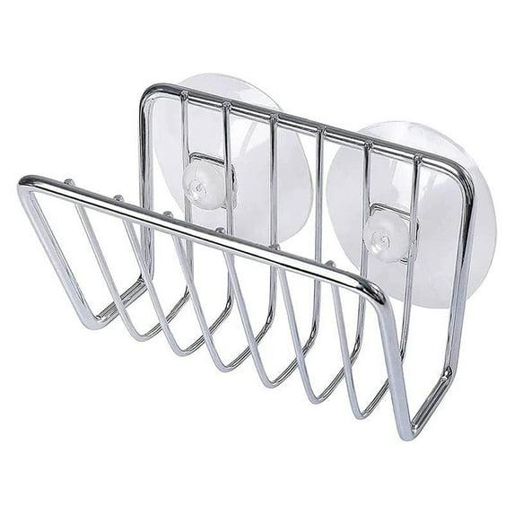 FZM Sponge Holder for Kitchen Sink Stainless Steel Suction Cup Sponge Caddy Silver Storage Rack