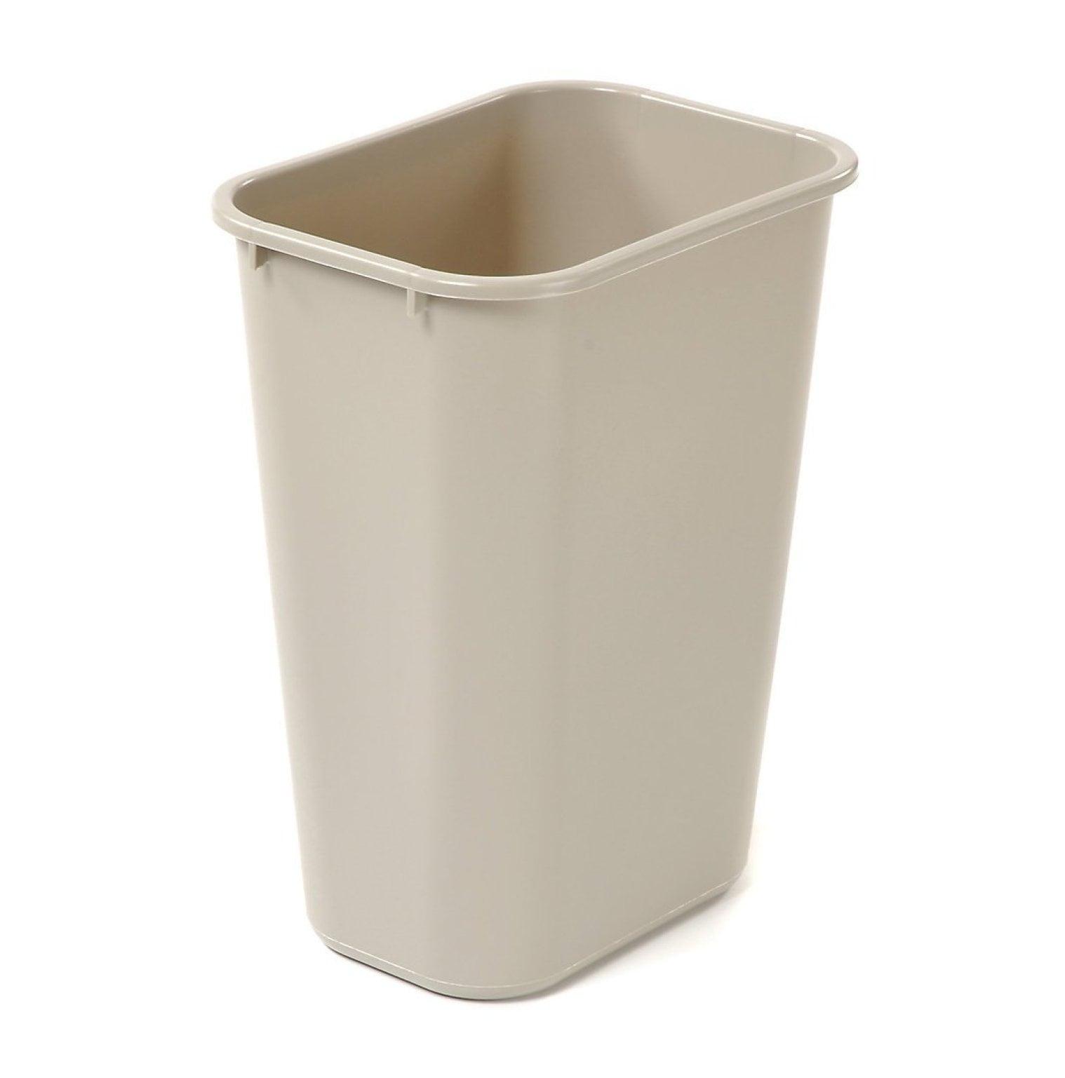 Beige Plastic Office Wastebasket with Rolled Rims