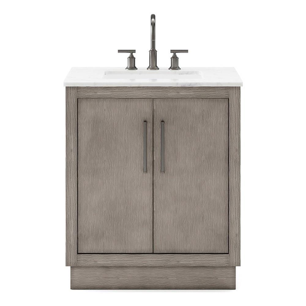 Water Creation 30" Wood Single Bathroom Vanity in Gray Oak & Bronze