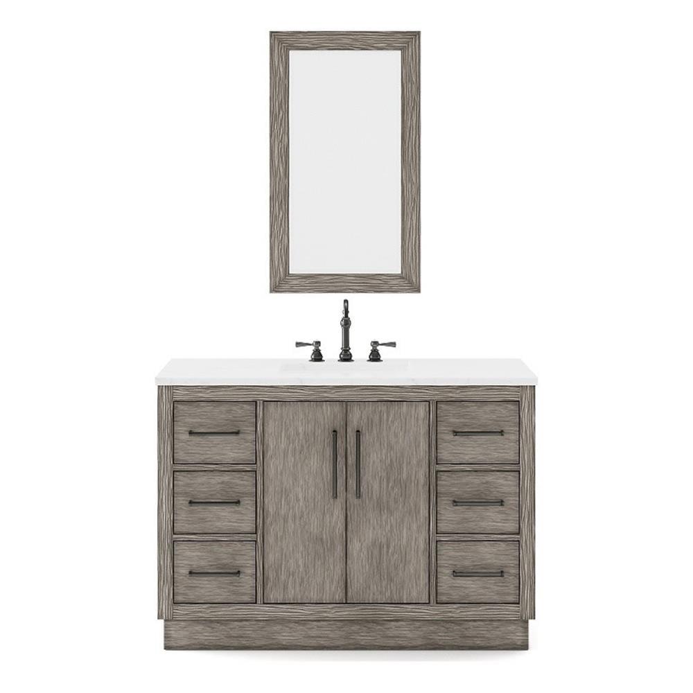 Water Creation 48"W Wood Single Bathroom Vanity in Gray Oak/Bronze