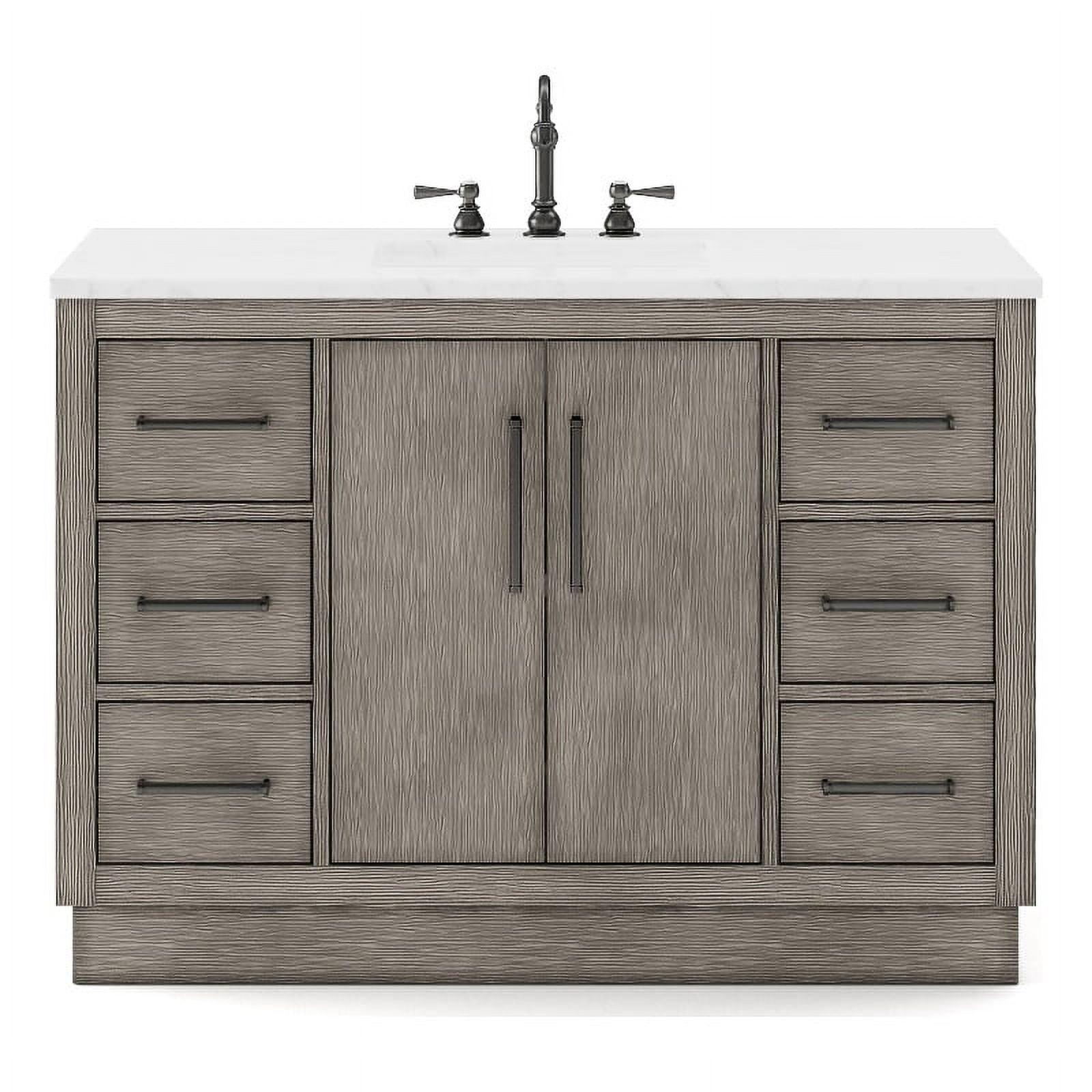 Water Creation 48" Wood Single Bathroom Vanity in Gray Oak/Bronze