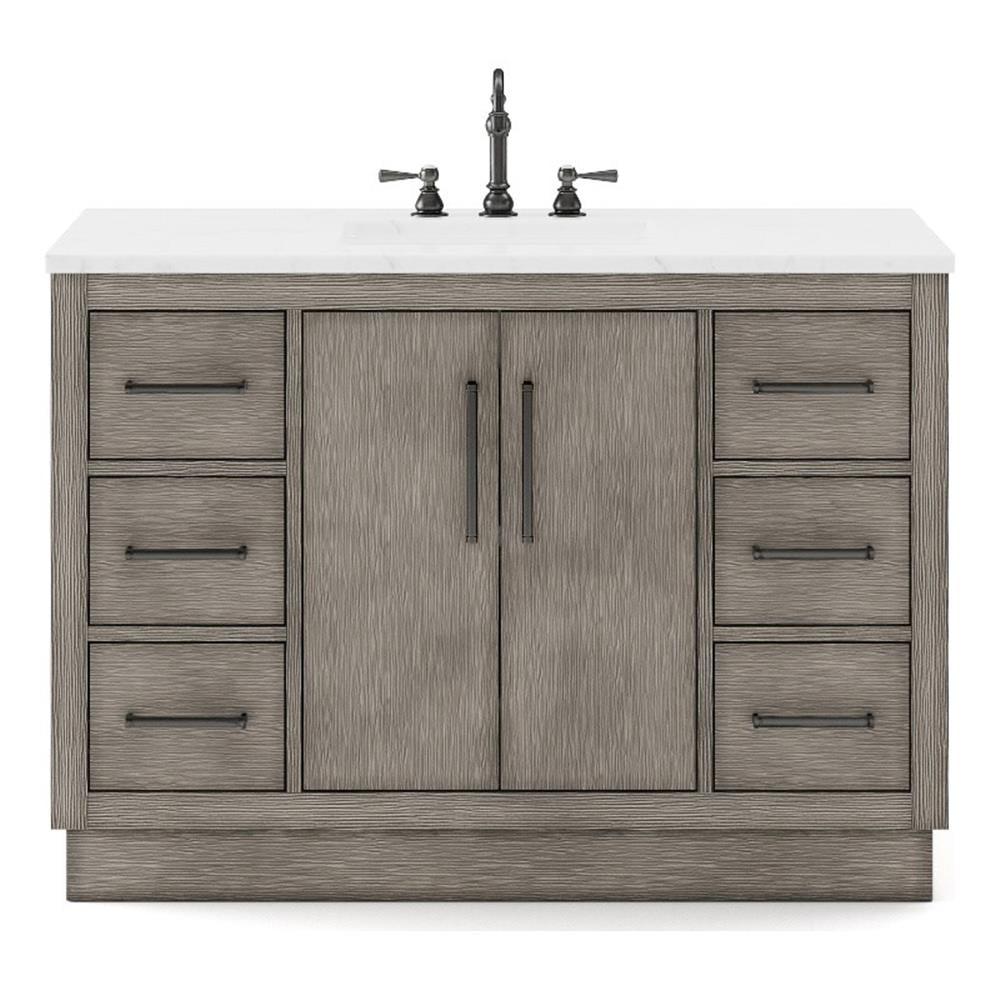 Water Creation 48" Wood Single Bathroom Vanity in Gray Oak and Bronze