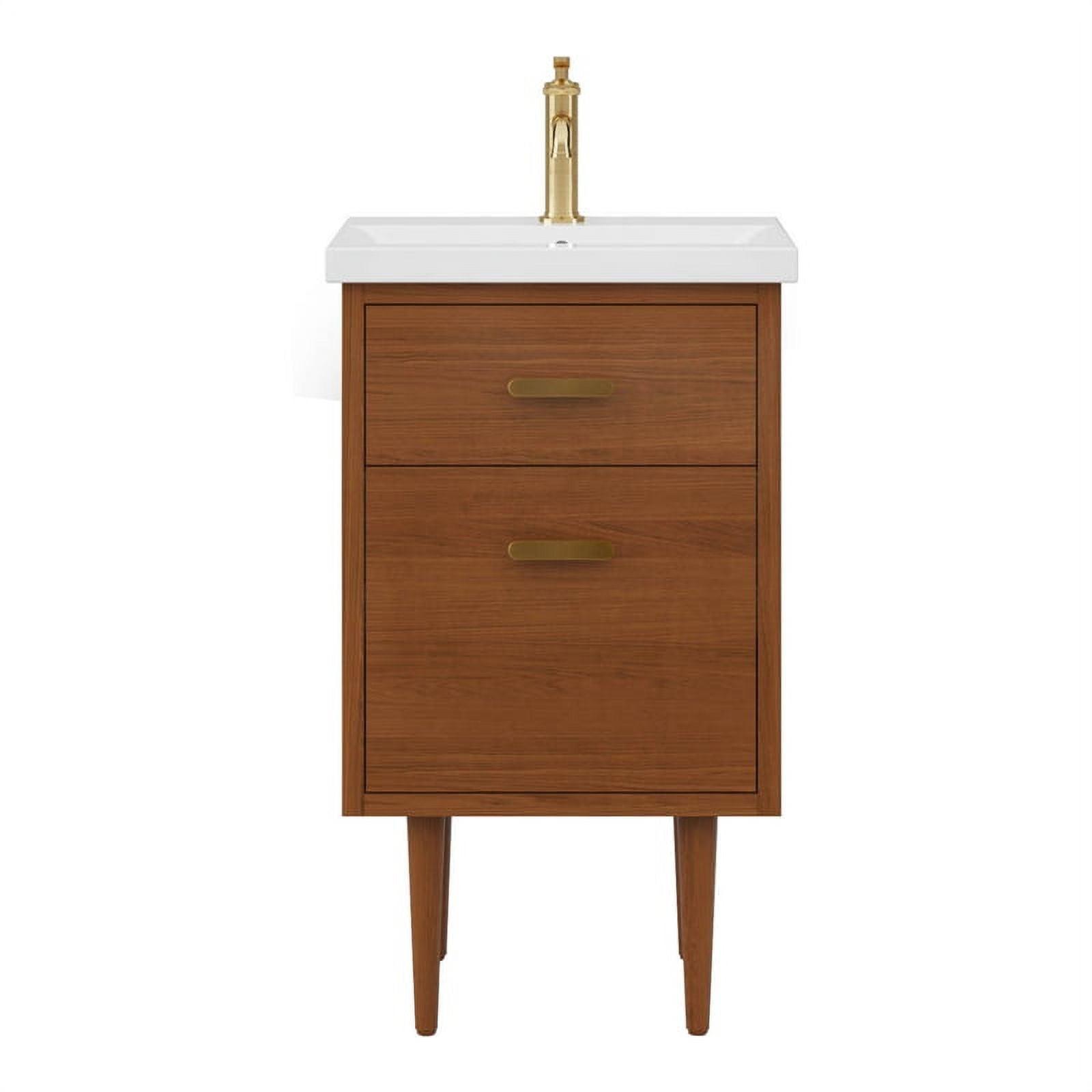 Water Creation Brandy 20" Integrated Sink Top Wood Vanity in Honey Walnut