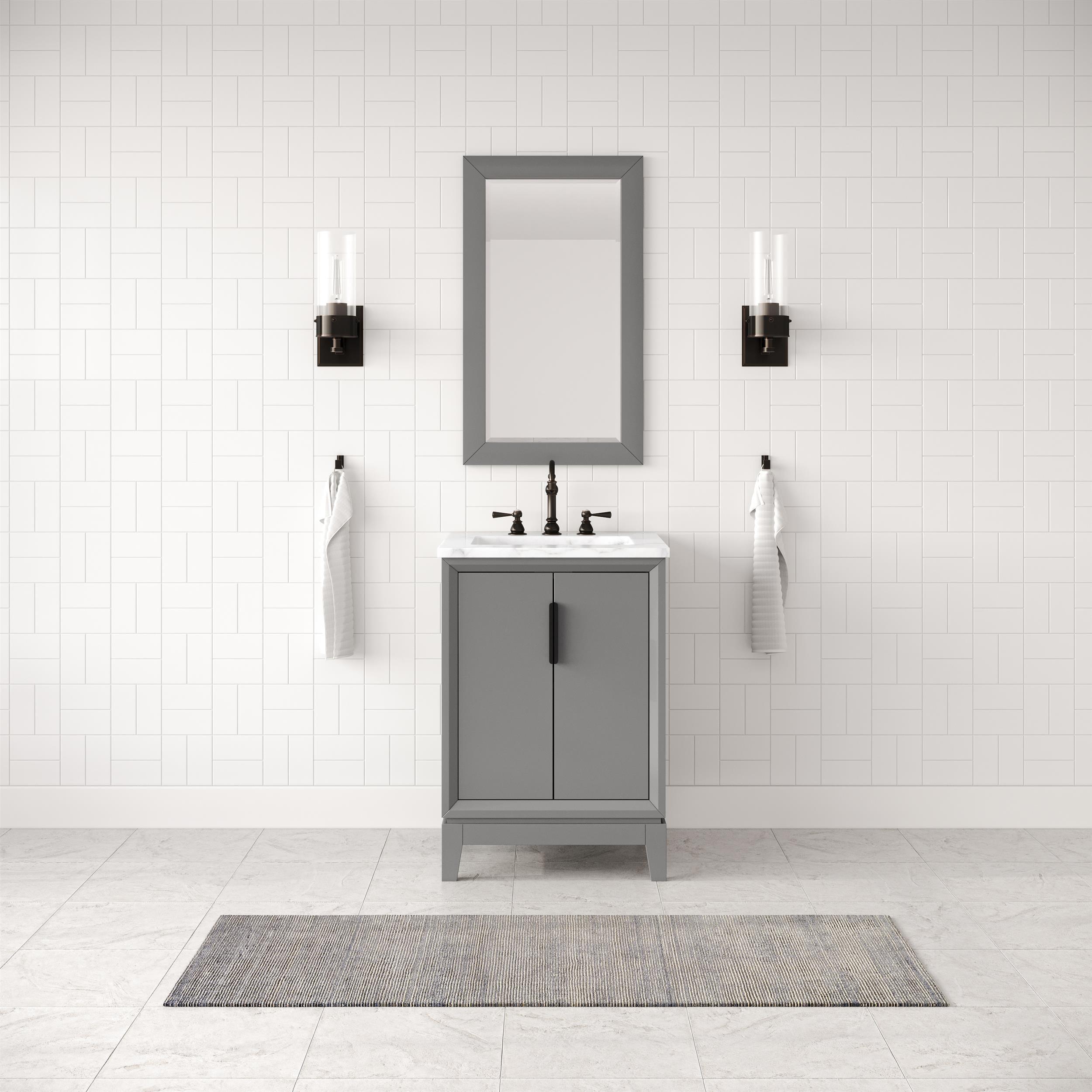 Water Creation Elizabeth 24" Wood Single Bathroom Vanity in Gray/Bronze