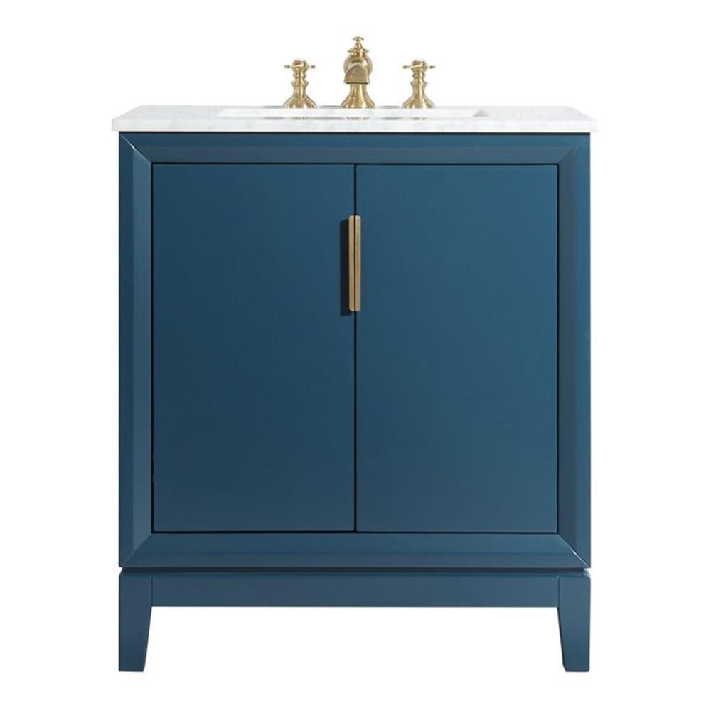Water Creation Elizabeth 30" Hardwood Single Bathroom Vanity in Blue/Gold