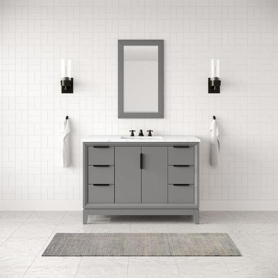 Water Creation Elizabeth 48" Wood Single Bathroom Vanity in Cashmere Gray/Bronze