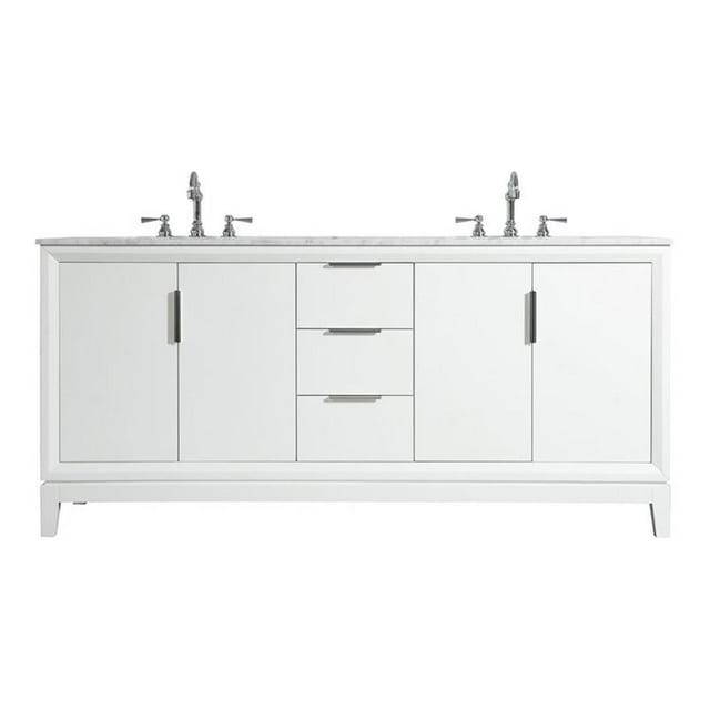 Water Creation Elizabeth 72" Wood Double Bathroom Vanity in White/Chrome