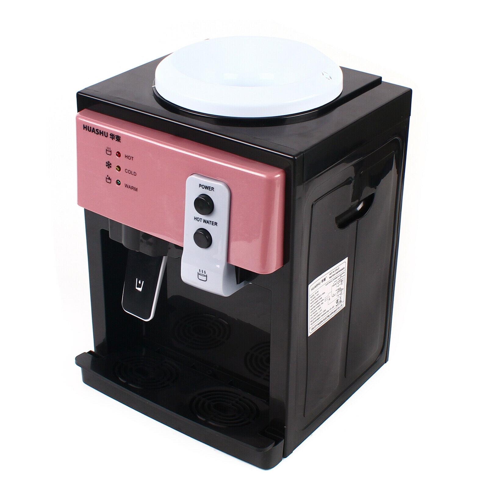 Water Dispenser Top Loading , Countertop Hot and Cold Temperature Water Cooler for Home Office Use 110V Pink and Black 46.4-203℉