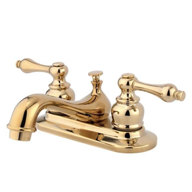 Kingston Brass Restoration Two-Handle 3-Hole Deck Mount 4" Centerset Bathroom Faucet with Plastic Pop-Up