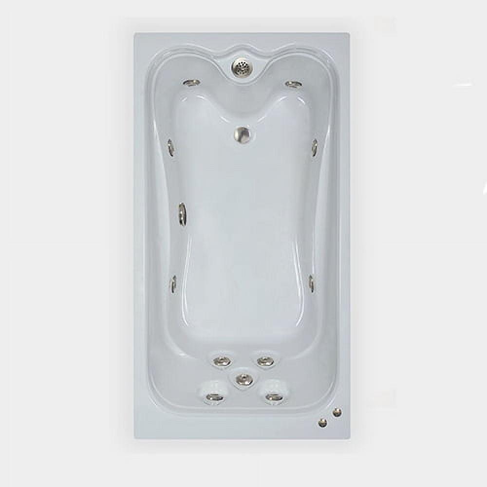 66 In. X 36 In. Elite Series Drop in Whirlpool Acrylic Bathtub with Reversible Drain in White