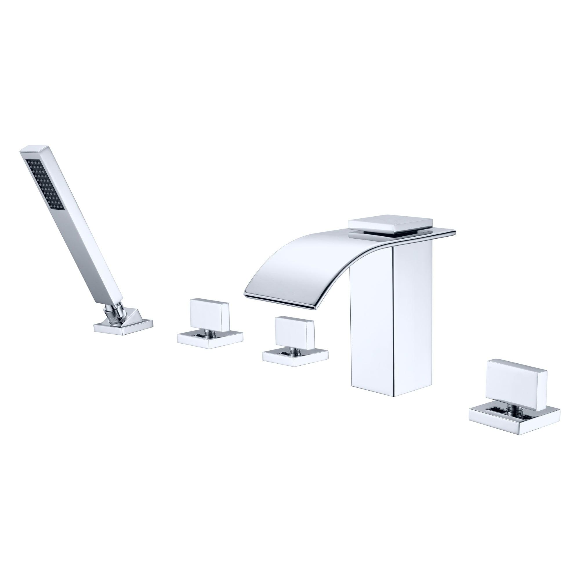 Waterfall Bathtub Faucet,Deck Mount Roman Tub Faucet with Handheld Shower