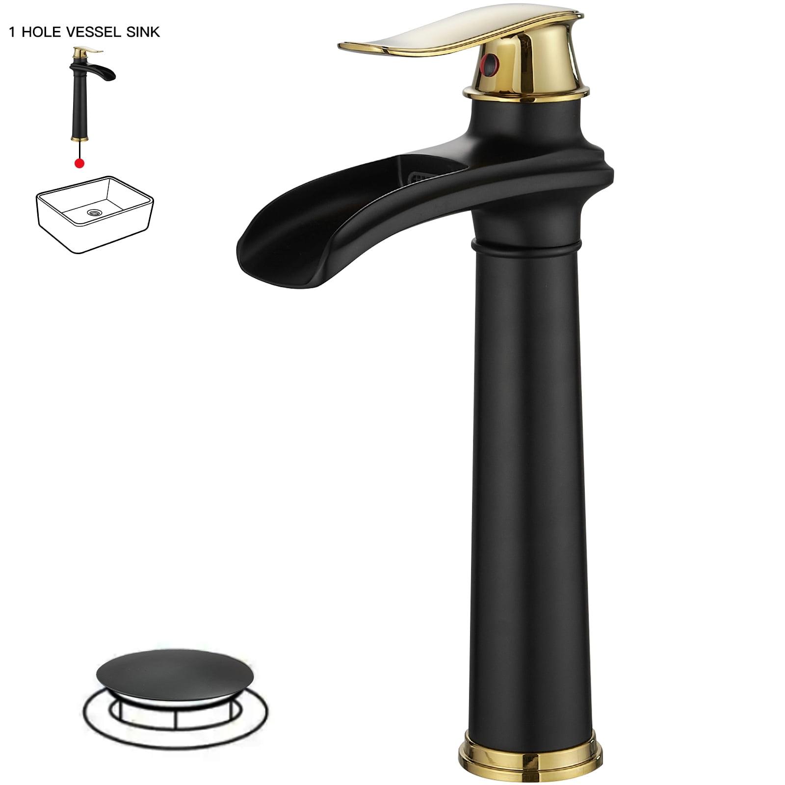 BWE Waterfall Single Hole Single Handle Bathroom Vessel Sink Faucet With Drain Assembly