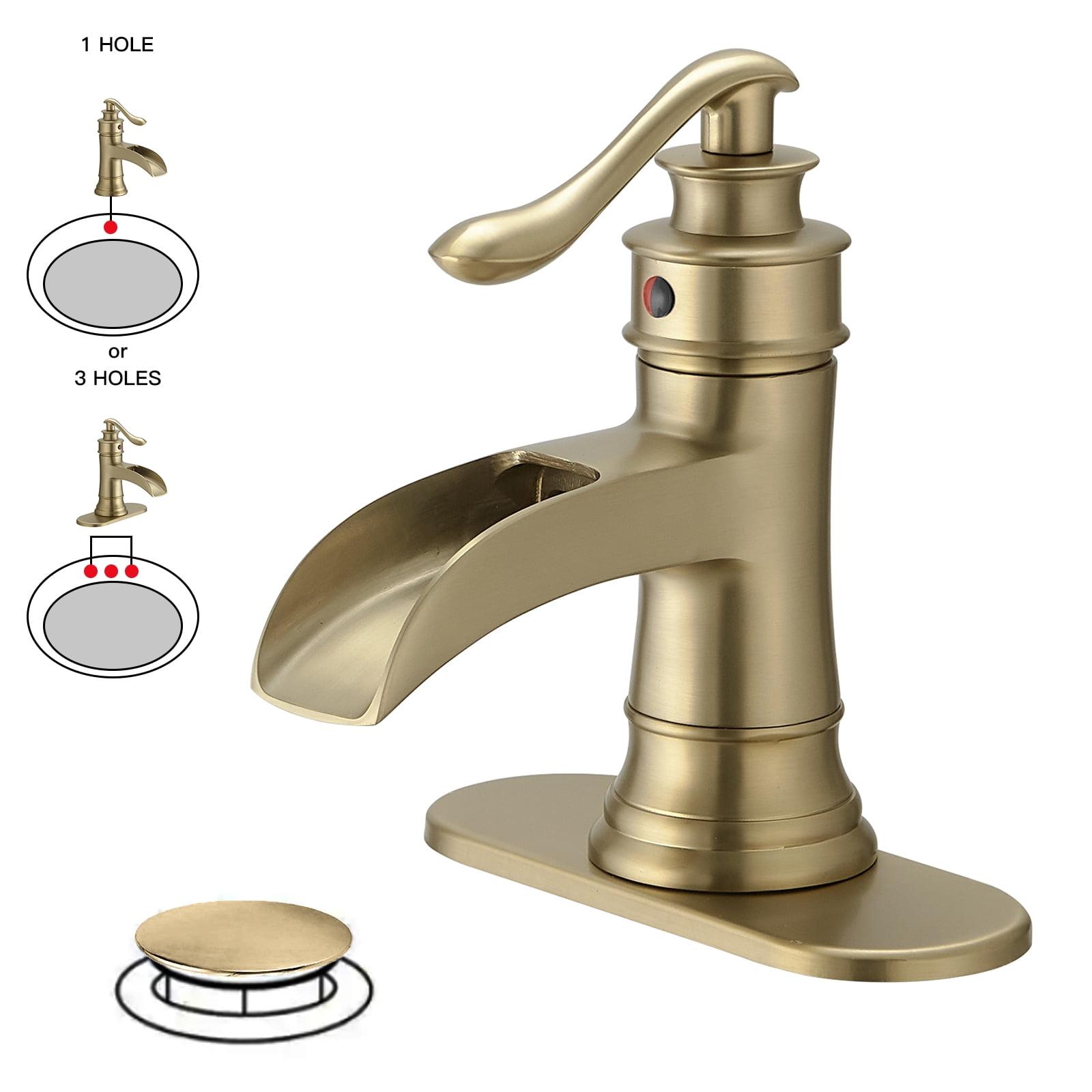 Elegance Brushed Gold Single-Handle Low-Arc Bathroom Faucet