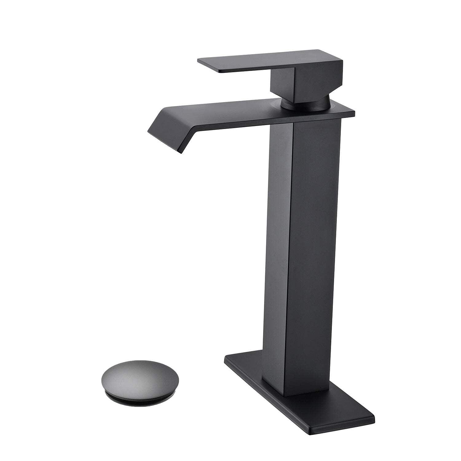 Matte Black Stainless Steel Single Handle Waterfall Bathroom Faucet