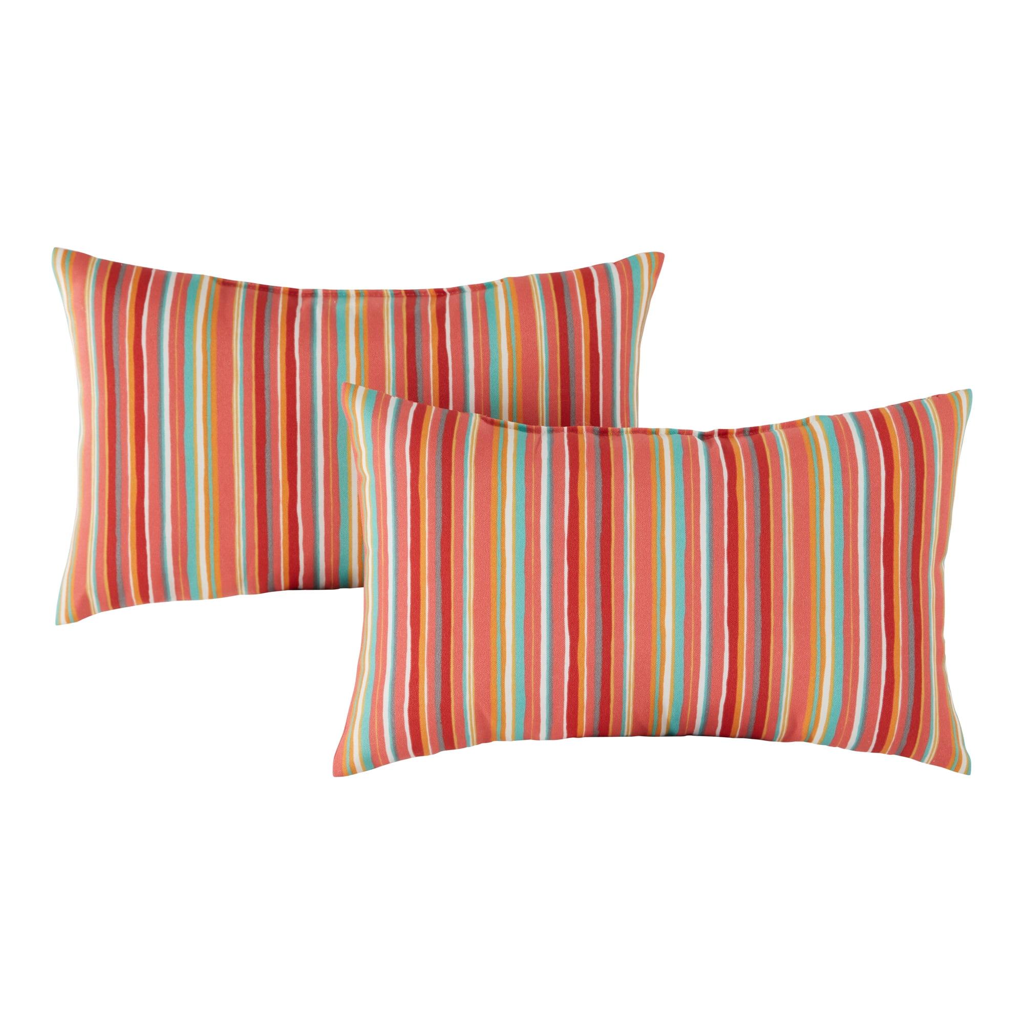 Watermelon Stripe Outdoor Rectangle Throw Pillows Set of 2