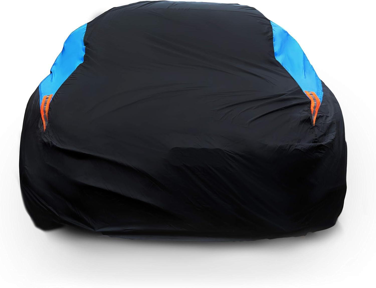 Waterproof Car Cover All Weather Snowproof UV Protection Windproof Outdoor Full car Cover, Universal Fit for Sedan (Fit Sedan Length 154-163 inch, Blue)