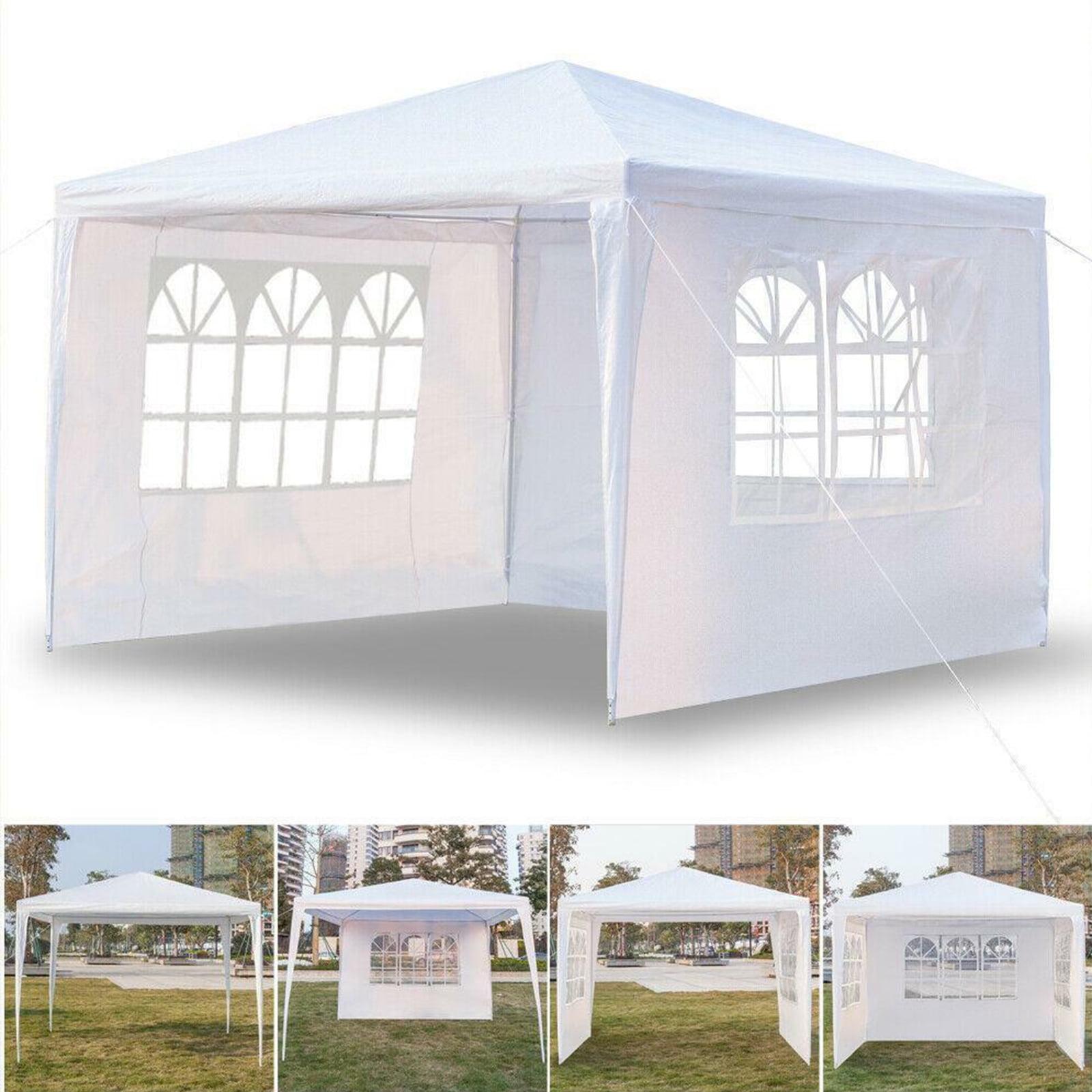 10 x 10 Canopy Tent with 3 Removable SideWalls for Patio Garden, Sunshade Outdoor Gazebo BBQ Shelter Pavilion, for Party Wedding Catering Gazebo Garden Beach Camping Patio, White