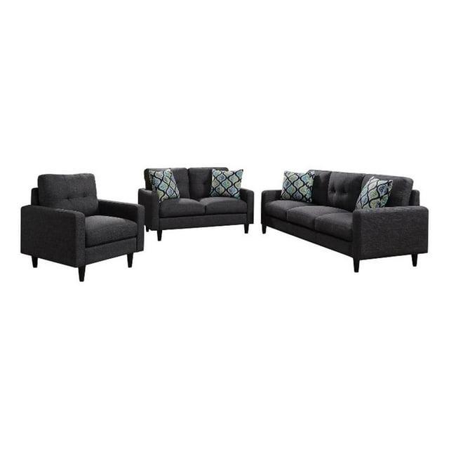Watsonville 3-piece Cushion Back Living Room Set Grey