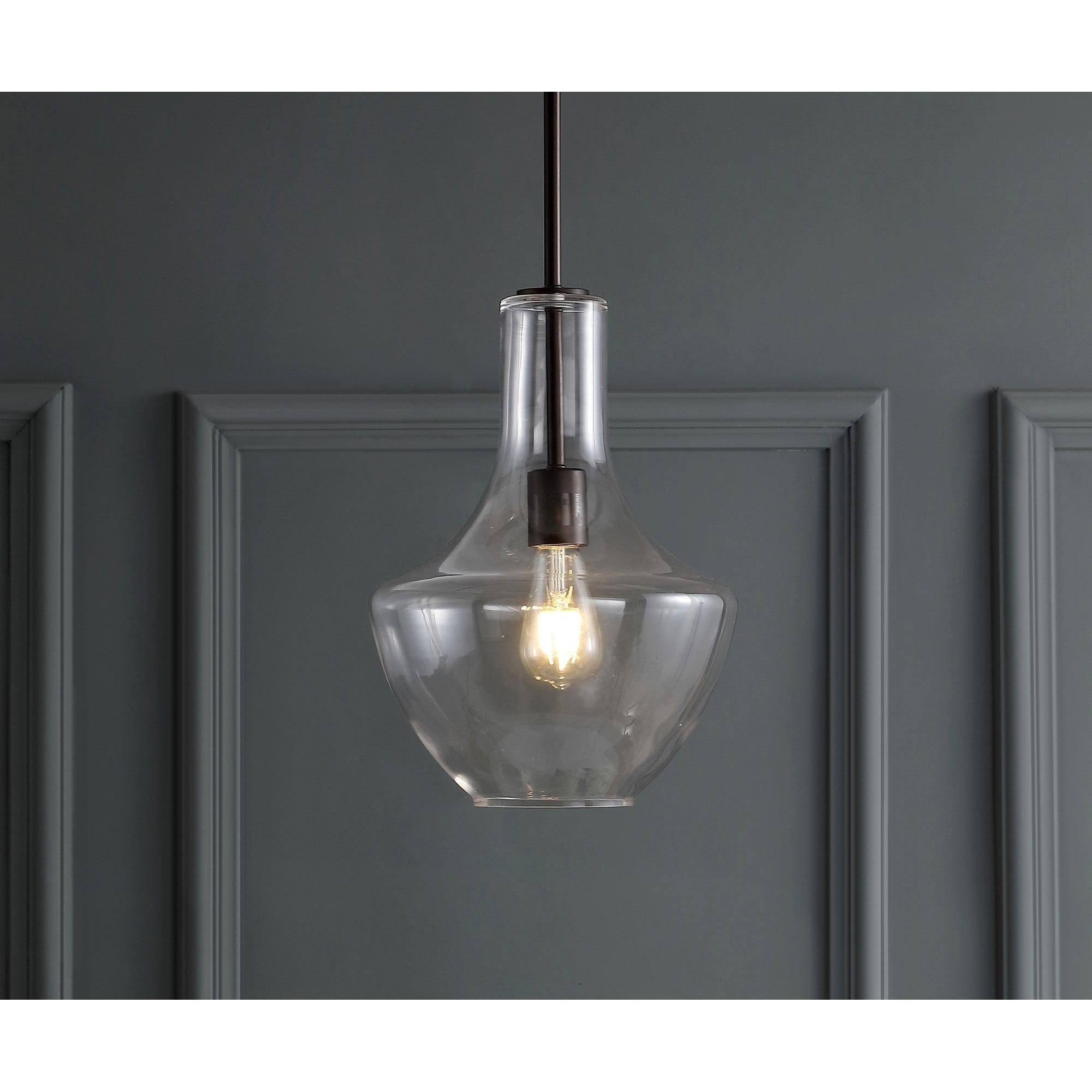 JONATHAN Y Watts 1-Light Mid-Century Modern Iron/Glass LED Pendant