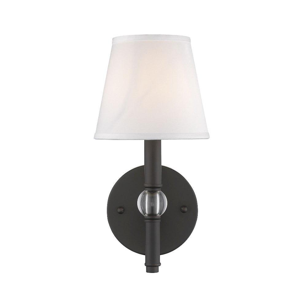 Golden Lighting Waverly 1-Light Wall Sconce in Rubbed Bronze with Classic White