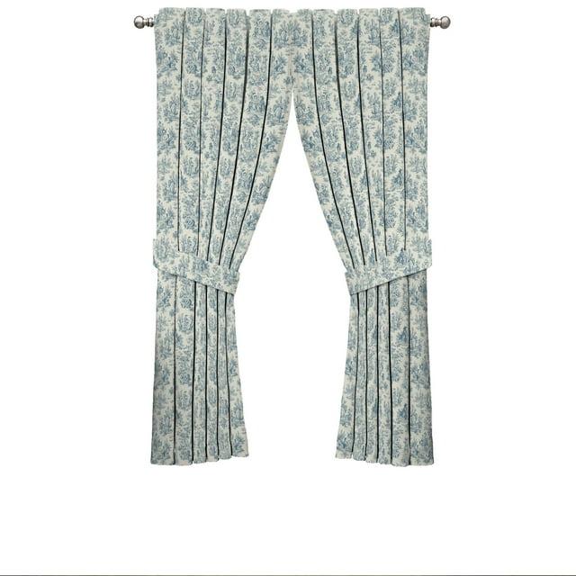 Waverly Charmed Life Toile Tie Back Single Curtain Panel, 52"x63", Cornflower