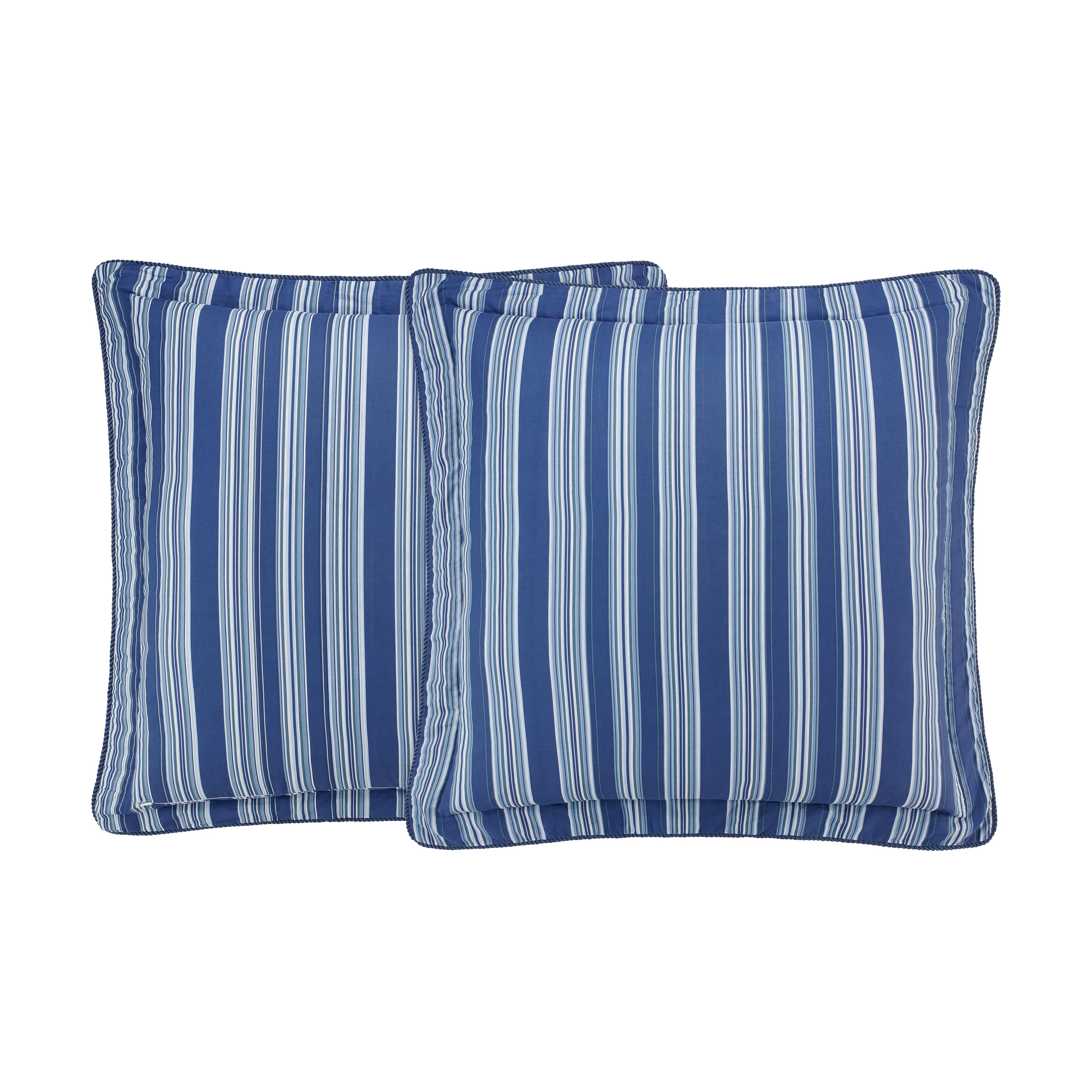 Contemporary Blue Striped 100% Cotton Euro Sham