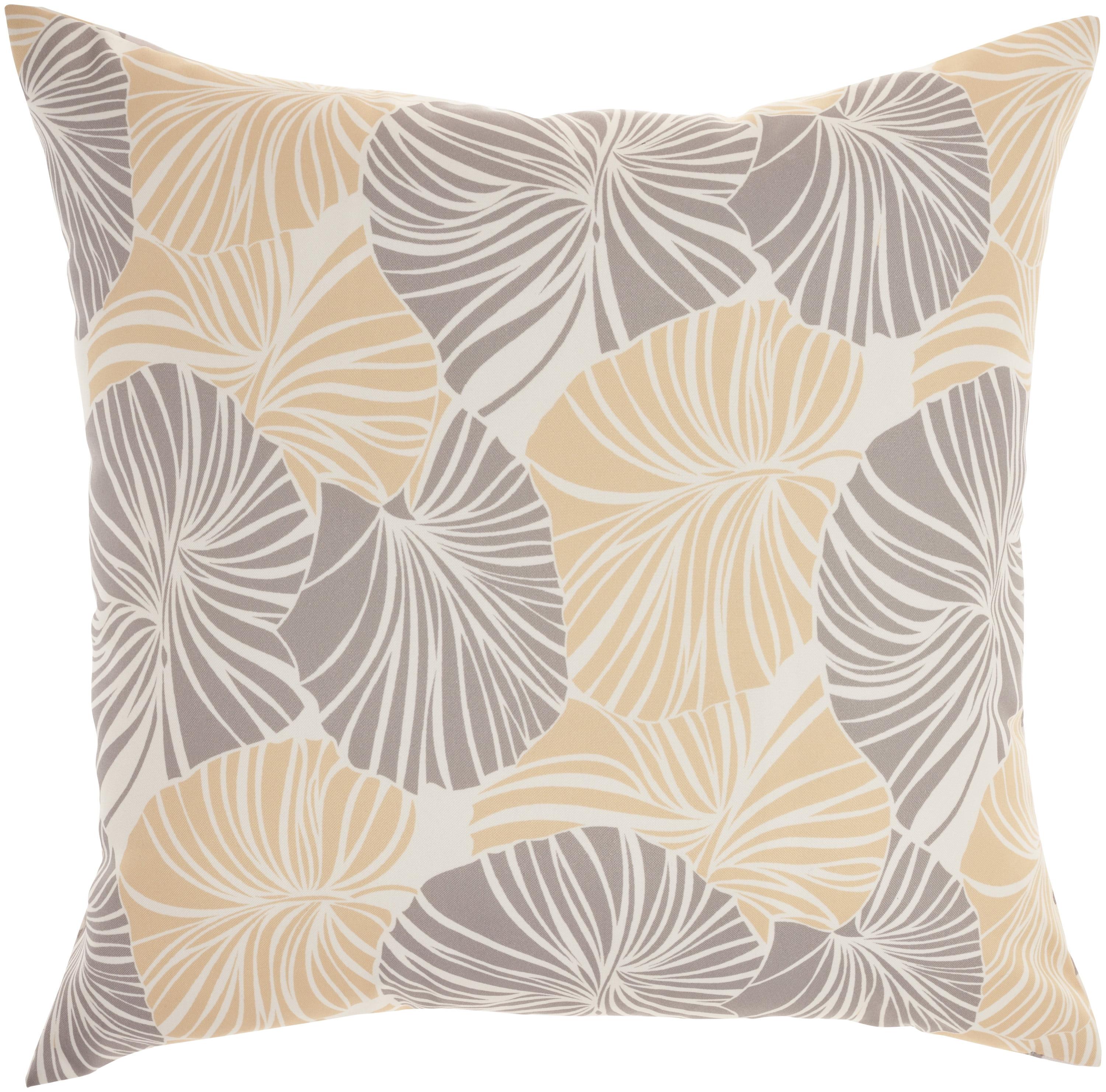 Waverly Sun N Shade Grey & Yellow Botanical 20" Square Throw Pillow