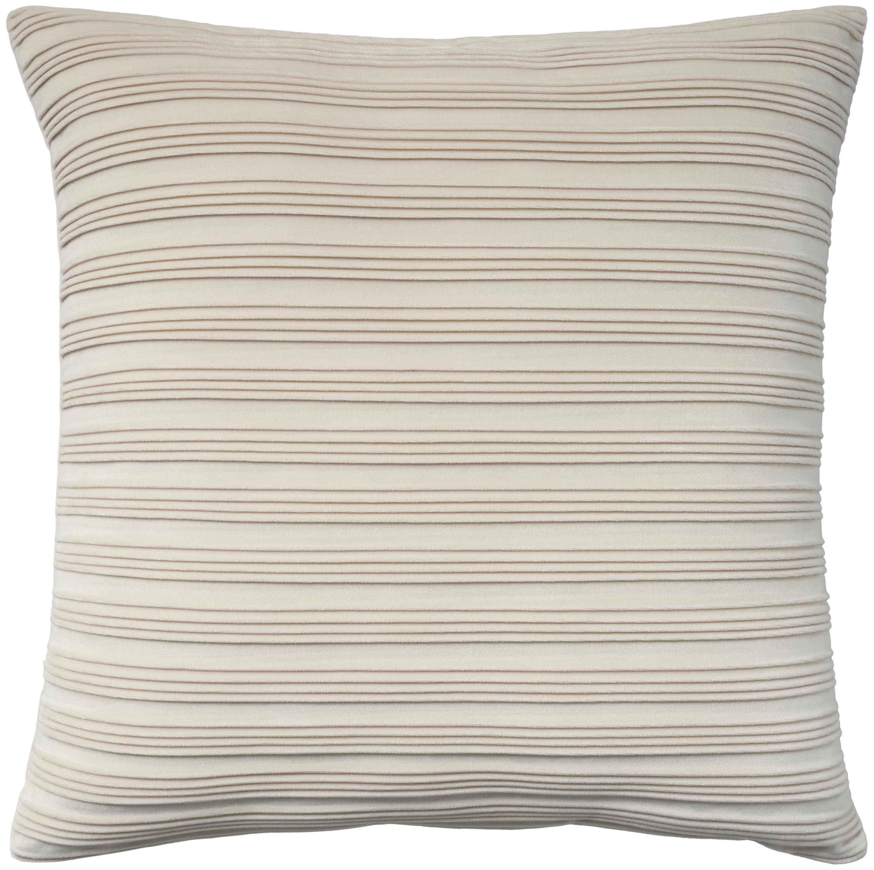 Waverly Pleated Velvet 18" x 18" Ivory Indoor Throw Pillow