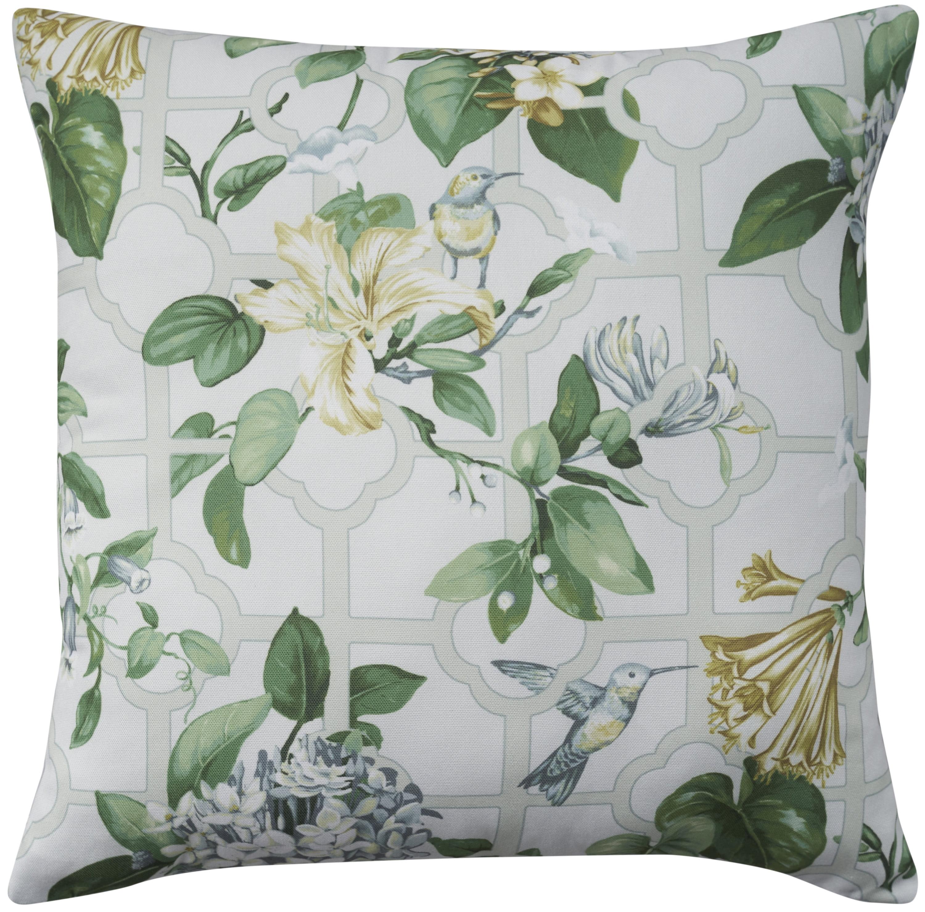 Waverly Treillage Ivory Floral 18" Square Throw Pillow