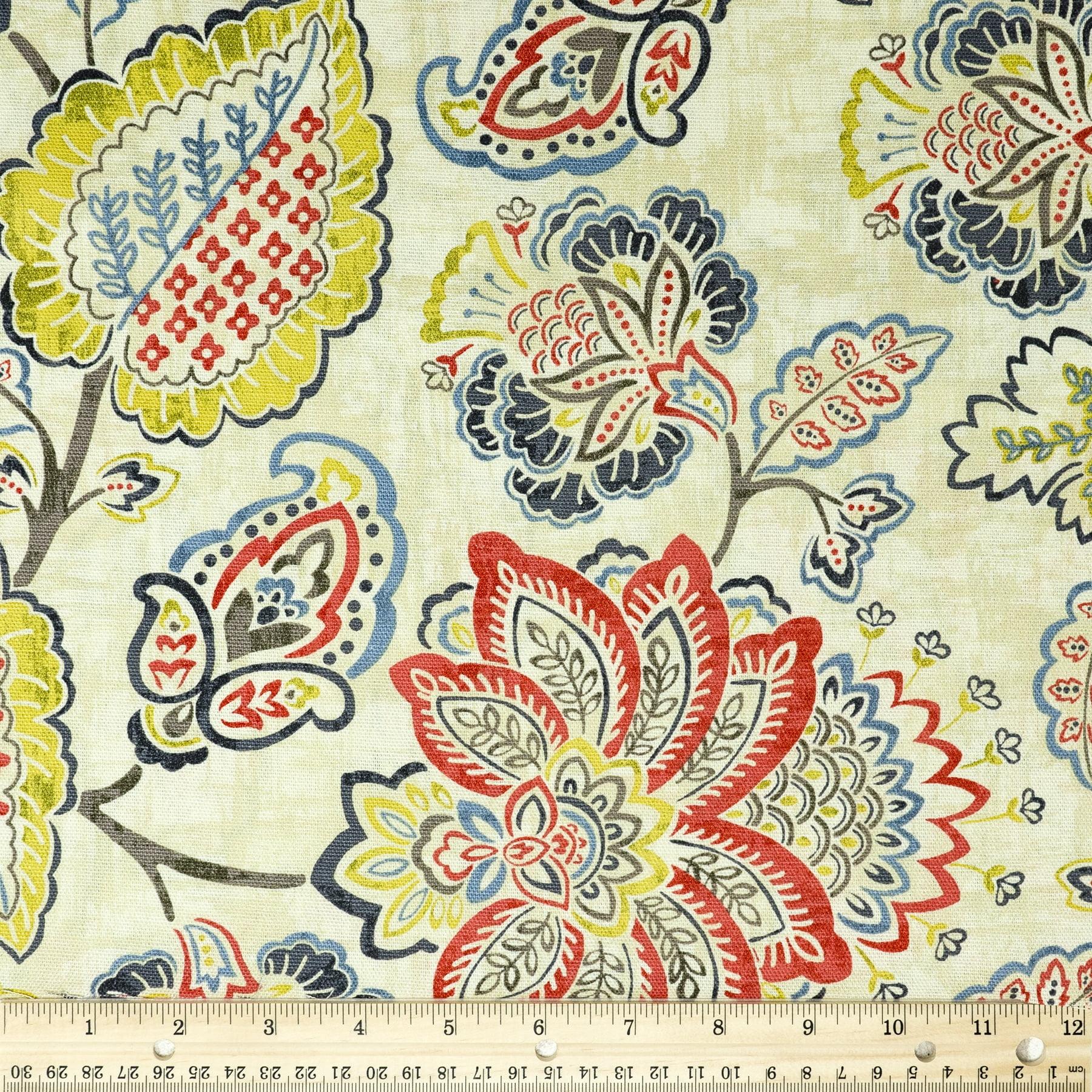 Beige Floral Quilted Cotton Canvas Fabric by the Yard